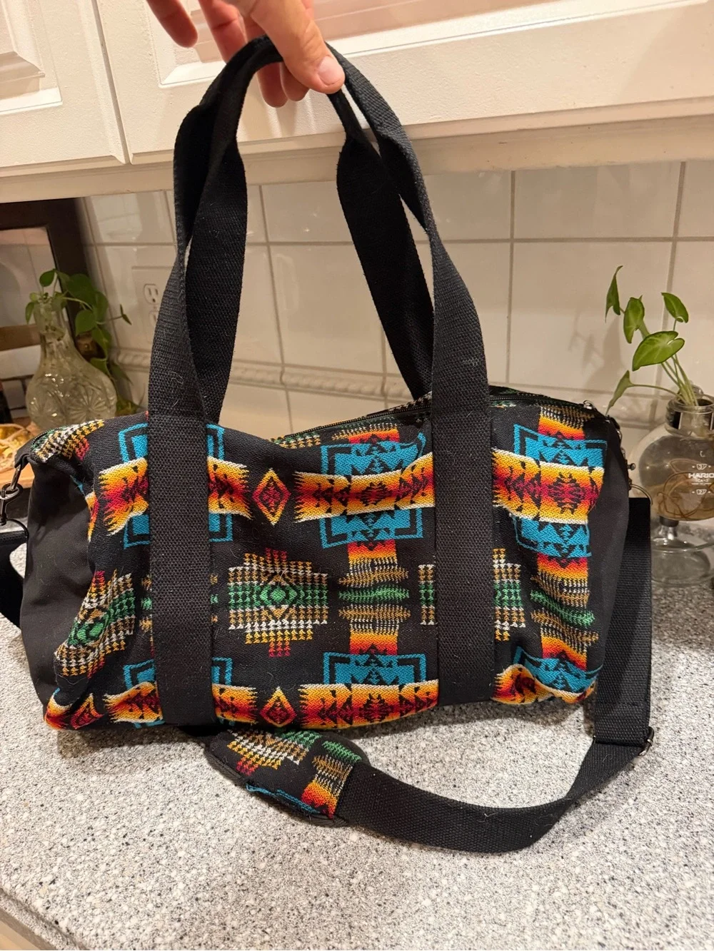 Pendleton Black with Turquoise & Orange Southwestern Pattern Duffel Bag